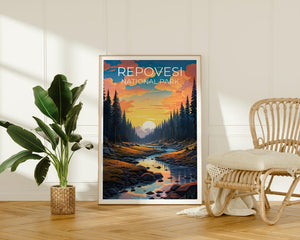 Repovesi National Park Travel Print, Finland Poster, Forest Wall Art, Mountain Illustration, Repovesi Poster, Home Decor, Birthday Gift