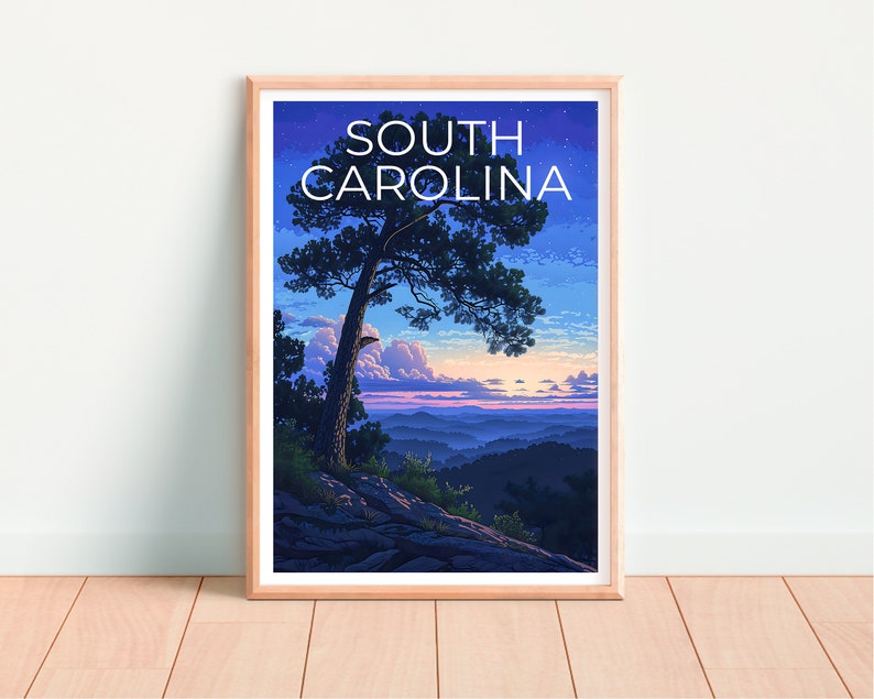 Affiche de voyage de Caroline du Sud, art mural de Caroline du Sud, impression de Caroline du Sud, affiche de Caroline du Sud, affiche de nature, décoration murale de Caroline du Sud