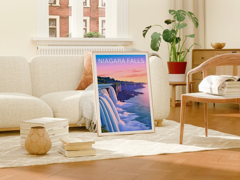 Affiche de voyage sur les chutes du Niagara, art mural de New York, impression de New York, affiche des chutes du Niagara, affiche de la nature, affiche de la cascade, art des chutes du Niagara