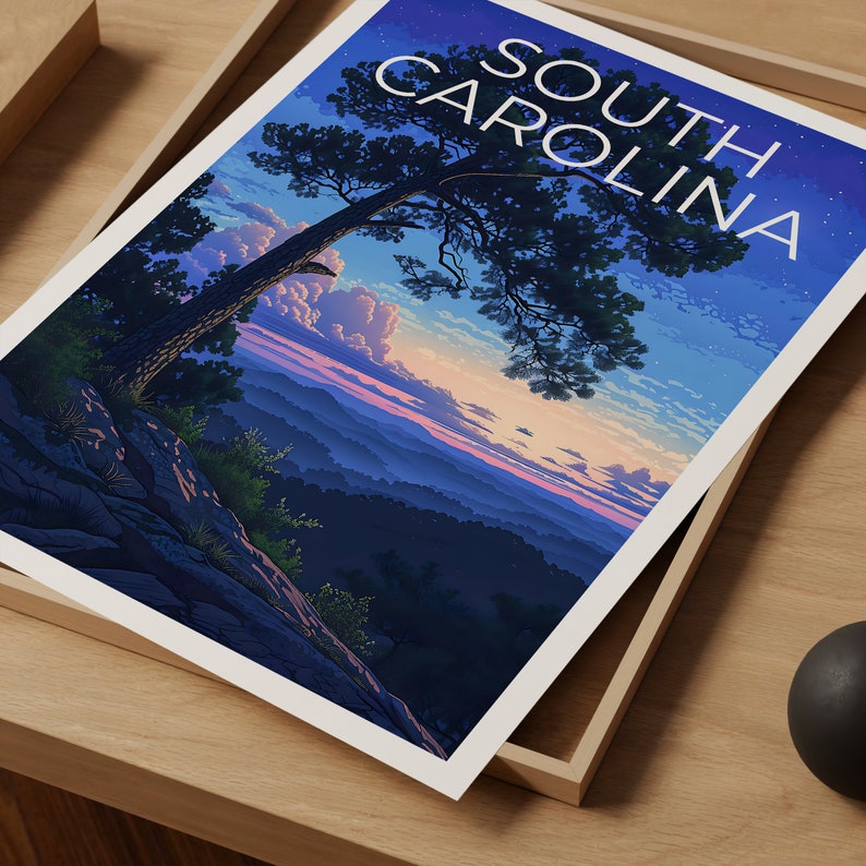 Affiche de voyage de Caroline du Sud, art mural de Caroline du Sud, impression de Caroline du Sud, affiche de Caroline du Sud, affiche de nature, décoration murale de Caroline du Sud