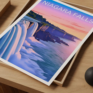 Affiche de voyage sur les chutes du Niagara, art mural de New York, impression de New York, affiche des chutes du Niagara, affiche de la nature, affiche de la cascade, art des chutes du Niagara