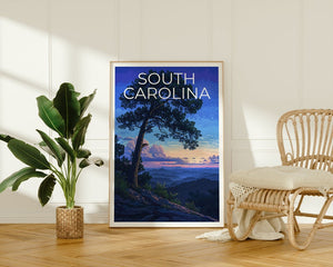 Affiche de voyage de Caroline du Sud, art mural de Caroline du Sud, impression de Caroline du Sud, affiche de Caroline du Sud, affiche de nature, décoration murale de Caroline du Sud