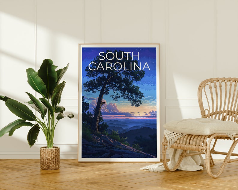 Affiche de voyage de Caroline du Sud, art mural de Caroline du Sud, impression de Caroline du Sud, affiche de Caroline du Sud, affiche de nature, décoration murale de Caroline du Sud