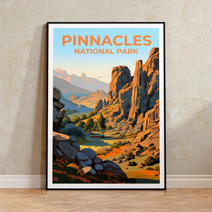 Affiche de voyage Pinnacles, art mural de Californie, impression de Californie, affiche Pinnacles, affiche nature, affiche de randonnée, art Pinnacles
