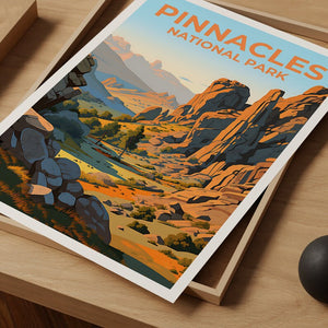 Affiche de voyage Pinnacles, art mural de Californie, impression de Californie, affiche Pinnacles, affiche nature, affiche de randonnée, art Pinnacles