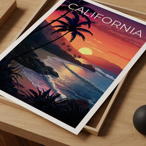 Affiche de voyage en Californie, art mural de plage, impression de rivage, affiche de Californie, affiche de plage, affiche de montagne, art de Californie