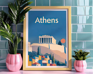 Athens Poster, Greece Travel Print, Parthenon Art, Acropolis Illustration, Europe City Poster, Scenic Wall Art, Home Decor, Birthday Gift