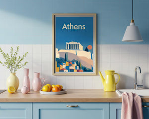 Athens Poster, Greece Travel Print, Parthenon Art, Acropolis Illustration, Europe City Poster, Scenic Wall Art, Home Decor, Birthday Gift