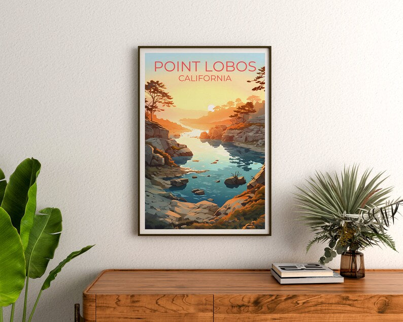 Point Lobos Reiseposter, Kalifornien Wandkunst, Kalifornien Druck, Point Lobos Poster, Natur Poster, Wanderposter, Point Lobos Kunst