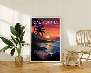 Affiche de voyage en Californie, art mural de plage, impression de rivage, affiche de Californie, affiche de plage, affiche de montagne, art de Californie