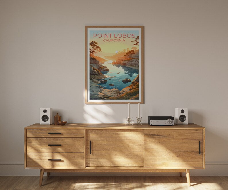 Point Lobos Reiseposter, Kalifornien Wandkunst, Kalifornien Druck, Point Lobos Poster, Natur Poster, Wanderposter, Point Lobos Kunst