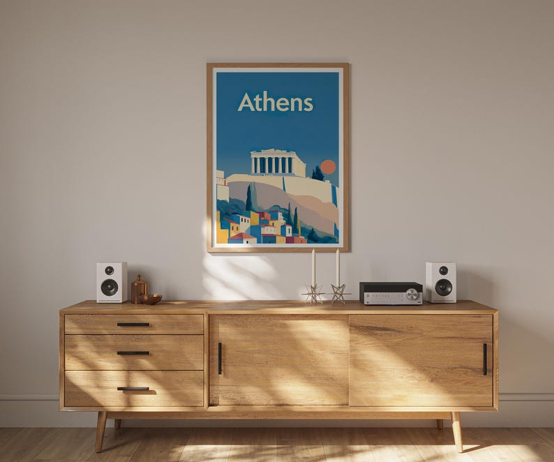 Athens Poster, Greece Travel Print, Parthenon Art, Acropolis Illustration, Europe City Poster, Scenic Wall Art, Home Decor, Birthday Gift