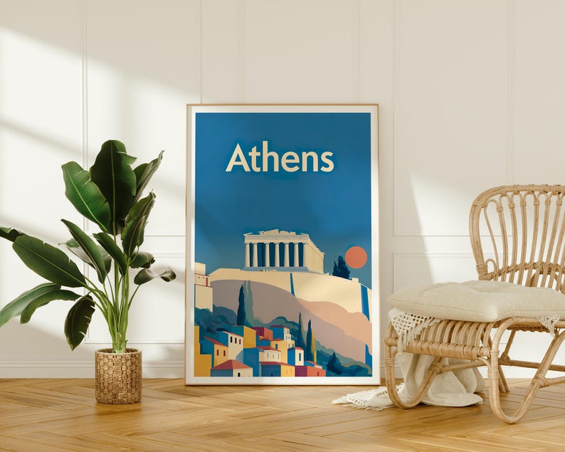 Athens Poster, Greece Travel Print, Parthenon Art, Acropolis Illustration, Europe City Poster, Scenic Wall Art, Home Decor, Birthday Gift