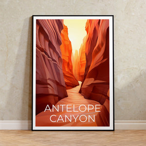 Antelope Canyon Travel Poster, Arizona Wall Art, Arizona Print, Antelope Canyon Poster, Nature Poster, Hiking Poster, Antelope Canyon Art