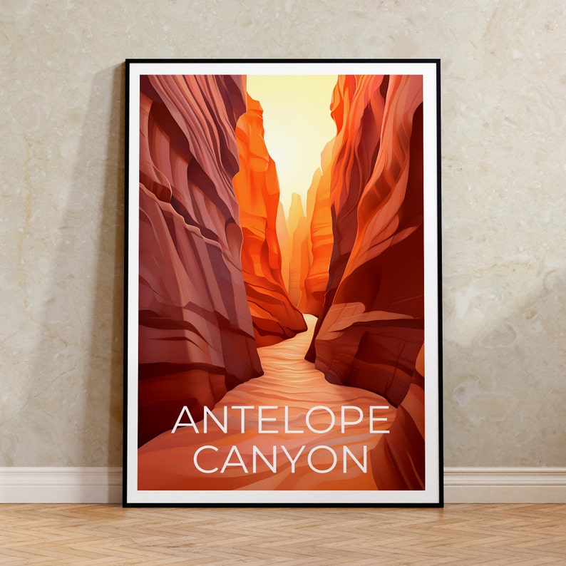 Antelope Canyon Travel Poster, Arizona Wall Art, Arizona Print, Antelope Canyon Poster, Nature Poster, Hiking Poster, Antelope Canyon Art