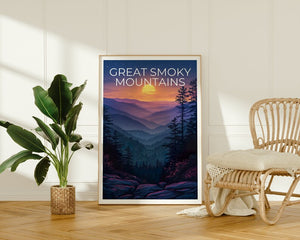 Affiche Great Smoky Mountains, Impression Smoky Mountains, Affiche Tennessee, Affiche Caroline du Nord, Affiche de randonnée, Affiche de montagne