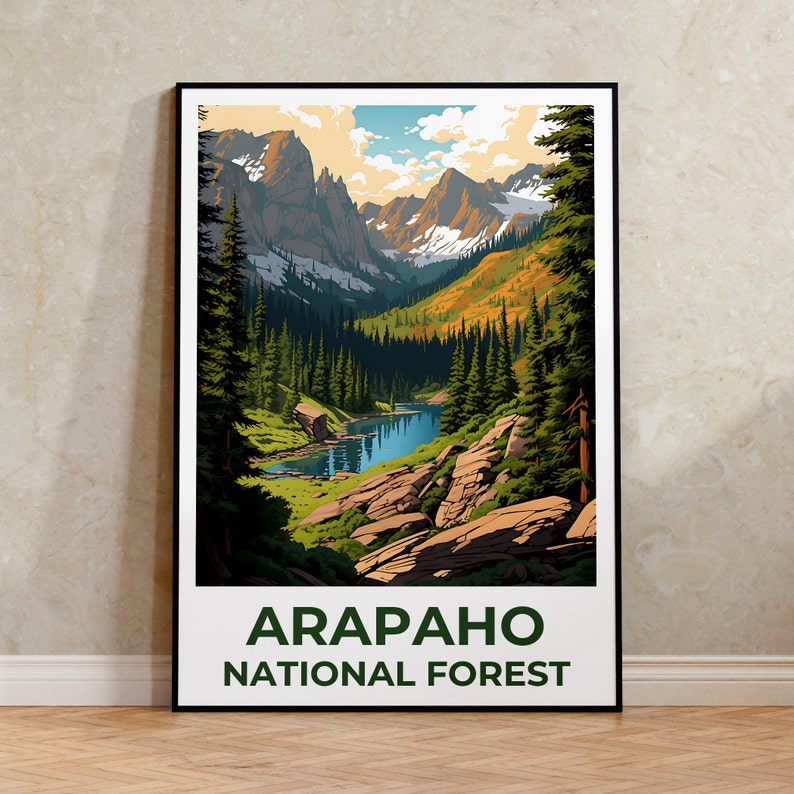 Arapaho Forest Travel Poster, Colorado Wall Art, Colorado Print, Arapaho Poster, Colorado Poster, Forest Poster, Arapaho Forest Art