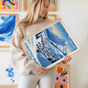 Crested Butte Travel Print Colorado Poster Rockies Wall Art Mountain Illustration Winter Town  Poster Home Decor Birthday Gift