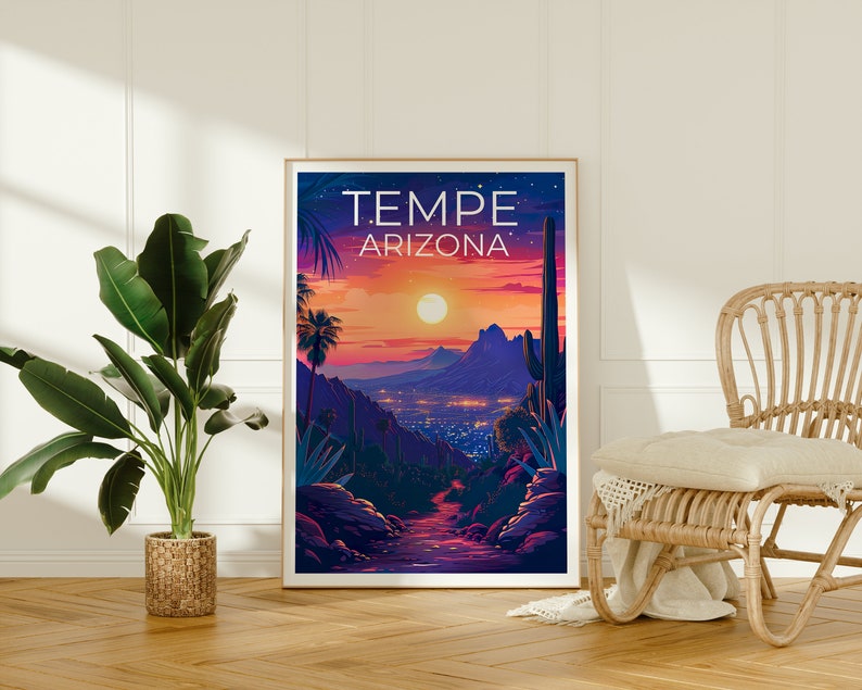 Tempe Poster, Tempe Print, Arizona Poster, Arizona Print, Tempe Travel Poster, Tempe Art, Arizona Art