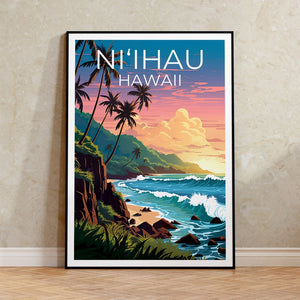 Ni‘ihau Poster, Hawaii Print, Hawaii Art, Ni‘ihau Print, Ni‘ihau Travel Poster, Hawaii Poster, Ni‘ihau Wall Art