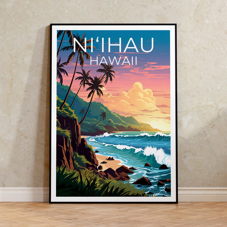 Ni‘ihau Poster, Hawaii Print, Hawaii Art, Ni‘ihau Print, Ni‘ihau Travel Poster, Hawaii Poster, Ni‘ihau Wall Art