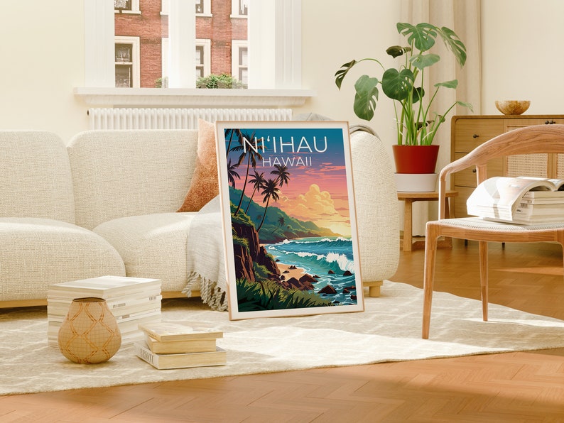 Ni‘ihau Poster, Hawaii Print, Hawaii Art, Ni‘ihau Print, Ni‘ihau Travel Poster, Hawaii Poster, Ni‘ihau Wall Art