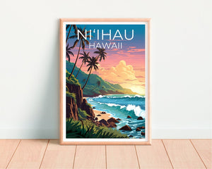 Ni‘ihau Poster, Hawaii Print, Hawaii Art, Ni‘ihau Print, Ni‘ihau Travel Poster, Hawaii Poster, Ni‘ihau Wall Art