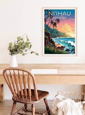 Ni‘ihau Poster, Hawaii Print, Hawaii Art, Ni‘ihau Print, Ni‘ihau Travel Poster, Hawaii Poster, Ni‘ihau Wall Art