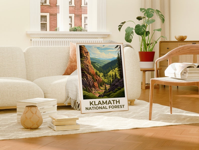 Klamath Forest Reiseposter, Kalifornien Wandkunst, Kalifornien Druck, Klamath Forest Poster, Kalifornien Poster, Klamath Forest Kunst