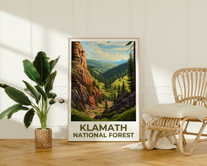 Klamath Forest Reiseposter, Kalifornien Wandkunst, Kalifornien Druck, Klamath Forest Poster, Kalifornien Poster, Klamath Forest Kunst