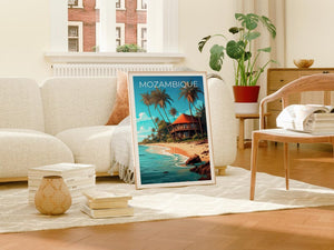 Mozambique Travel Poster, Africa Print, Beach Wall Art, Coastal Illustration, Mozambique Print, Home Decor, Birthday Gift