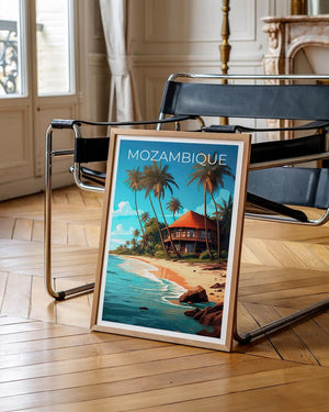 Mozambique Travel Poster, Africa Print, Beach Wall Art, Coastal Illustration, Mozambique Print, Home Decor, Birthday Gift