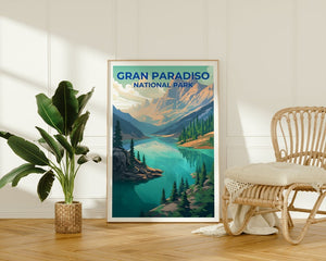 Affiche de voyage Gran Paradiso, Art mural Italie, Impression Italie, Affiche Gran Paradiso, Affiche Italie, Affiche Nature, Art Gran Paradiso
