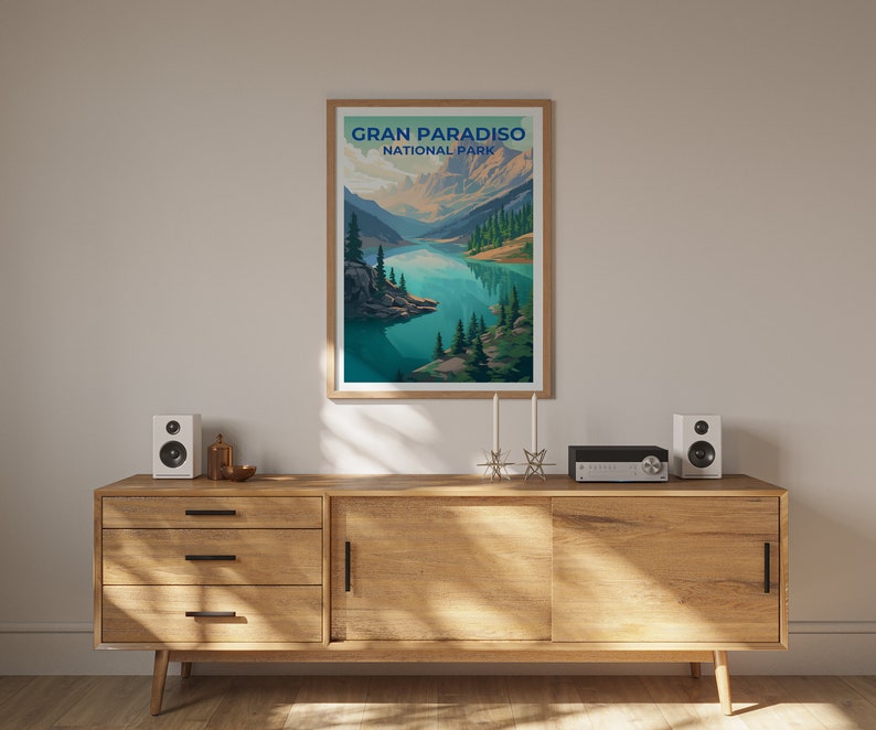 Affiche de voyage Gran Paradiso, Art mural Italie, Impression Italie, Affiche Gran Paradiso, Affiche Italie, Affiche Nature, Art Gran Paradiso