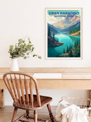 Affiche de voyage Gran Paradiso, Art mural Italie, Impression Italie, Affiche Gran Paradiso, Affiche Italie, Affiche Nature, Art Gran Paradiso