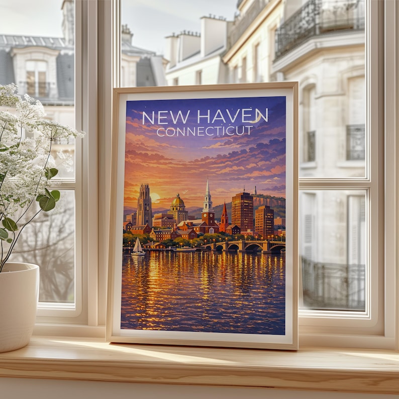 New Haven Poster - Connecticut Cityscape Wall Art Print