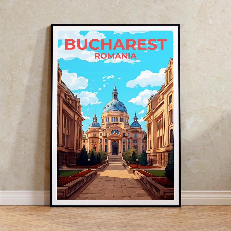 Bucharest Travel Poster, Romania Wall Art, Romania Print, Bucharest Poster, Europe Poster, City Poster, Bucharest Art