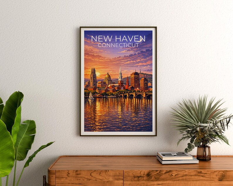 New Haven Poster - Connecticut Cityscape Wall Art Print
