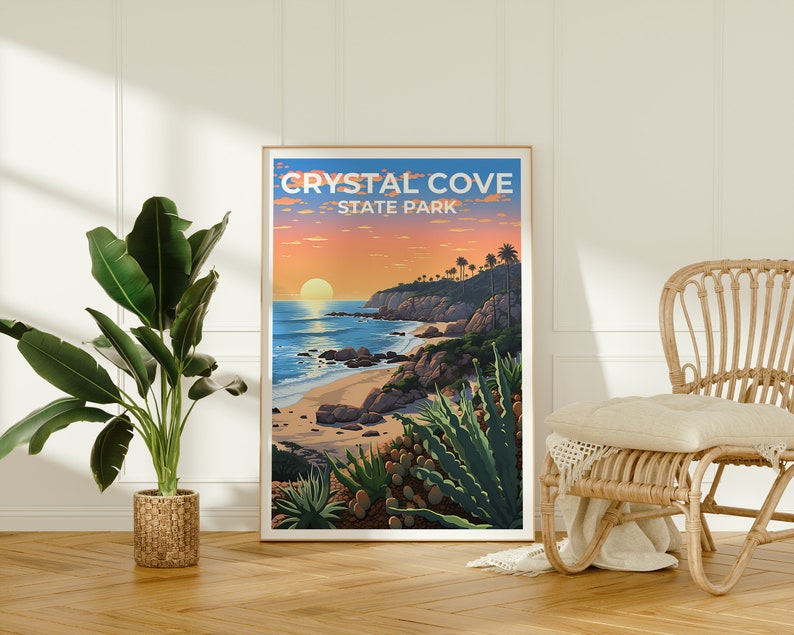 Crystal Cove Travel Poster, California Wall Art, California Print, Crystal Cove Poster, California Poster, Nature Poster, Crystal Cove Art