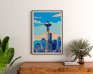 Seattle Travel Poster, Space Needle Wall Art, Seattle Skyline Print, Seattle Poster, Space Needle Poster, Poster Art, Wall Decor