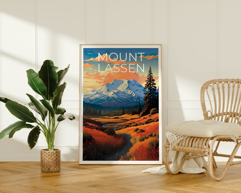 Mount Lassen Reiseposter, Kalifornien Wandkunst, Kalifornien Druck, Mount Lassen Poster, Kalifornien Poster, Natur Poster, Mount Lassen Art