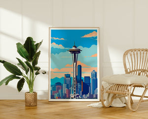 Seattle Travel Poster, Space Needle Wall Art, Seattle Skyline Print, Seattle Poster, Space Needle Poster, Poster Art, Wall Decor