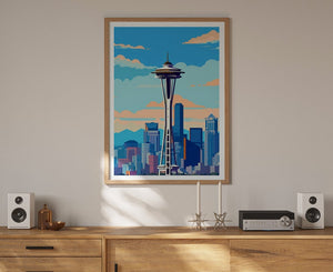 Seattle Travel Poster, Space Needle Wall Art, Seattle Skyline Print, Seattle Poster, Space Needle Poster, Poster Art, Wall Decor