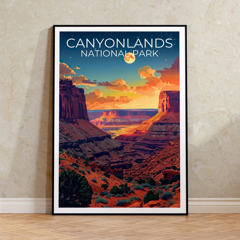 Affiche du parc national de Canyonlands, impression de Canyonlands, affiche de l'Utah, impression de l'Utah, affiche de voyage de Canyonlands, art de l'Utah, art de Canyonlands