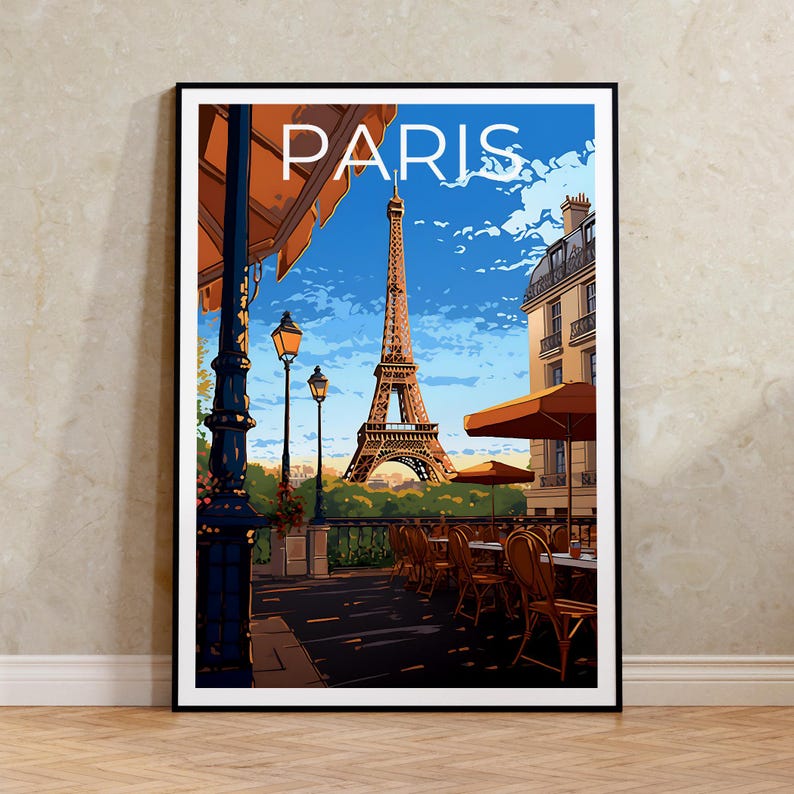 Paris Travel Poster, France Wall Art, France Print, Paris Poster, Eiffel Tower Poster, City Poster, French Cafe Poster