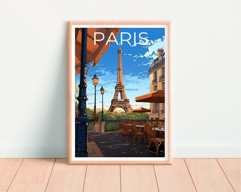 Paris Travel Poster, France Wall Art, France Print, Paris Poster, Eiffel Tower Poster, City Poster, French Cafe Poster
