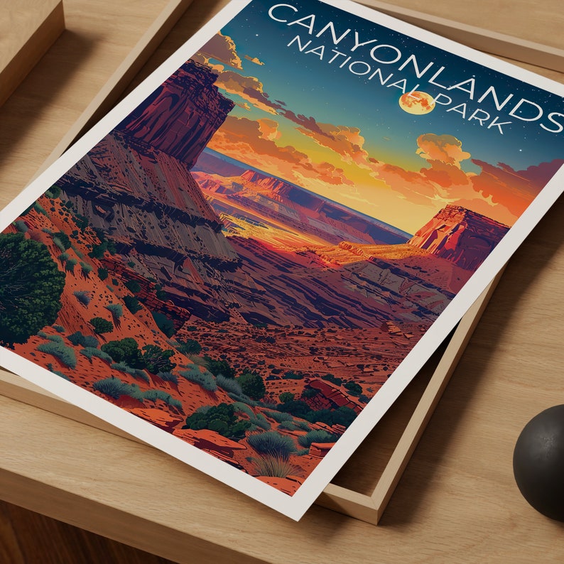 Affiche du parc national de Canyonlands, impression de Canyonlands, affiche de l'Utah, impression de l'Utah, affiche de voyage de Canyonlands, art de l'Utah, art de Canyonlands