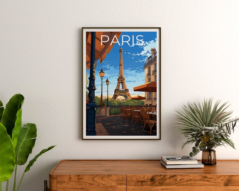 Paris Travel Poster, France Wall Art, France Print, Paris Poster, Eiffel Tower Poster, City Poster, French Cafe Poster
