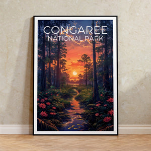 Congaree National Park Travel Poster, South Carolina Poster, Congaree Print, South Carolina Print, Forest Poster, South Carolina Print