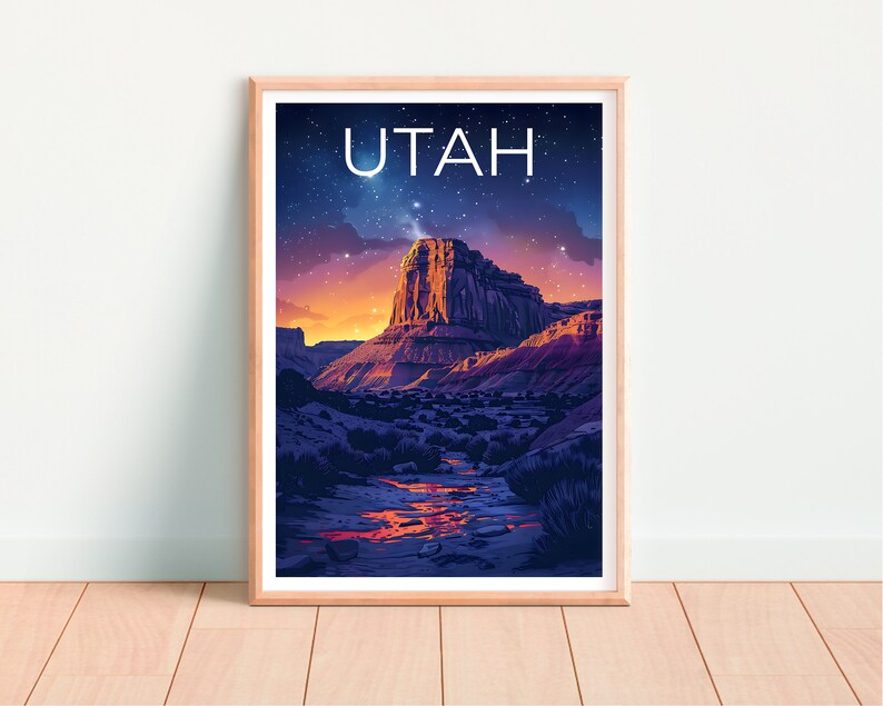 Affiche Utah, Impression Utah, Affiche US, Impression de voyage Utah, Affiche de voyage Utah, Cadeau de randonnée, Cadeau de voyage Utah